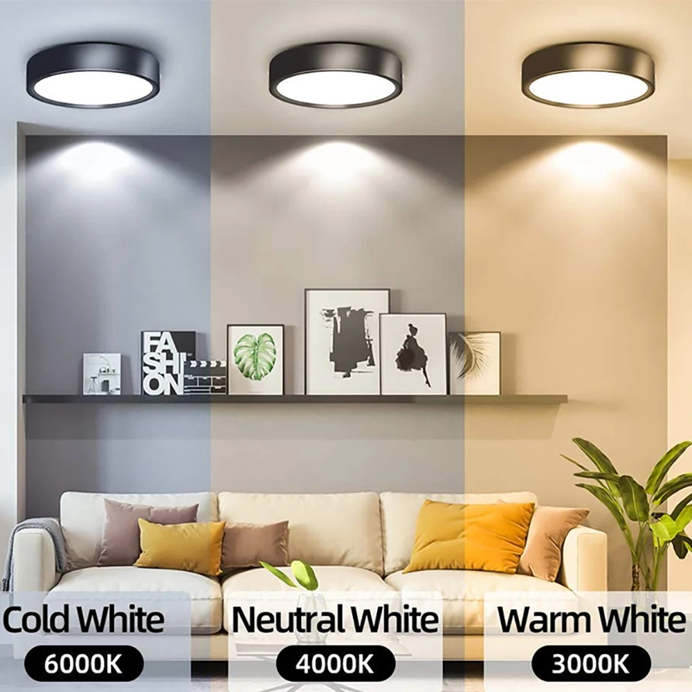 Ultra fino lâmpada do teto LED, superfície montada para baixo luzes, iluminação local, luminária de painel para sala de estar, 5W, 10 W, 15W, 220V