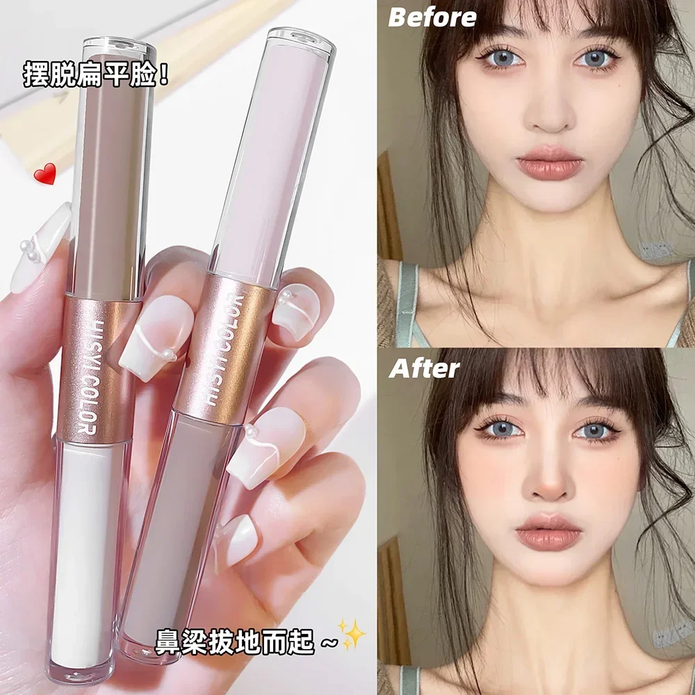Dual-End Liquid Highlighter Pen, Skin Brightening & Contouring Stick, Natural Contour, Long-Lasting, Waterproof image 3