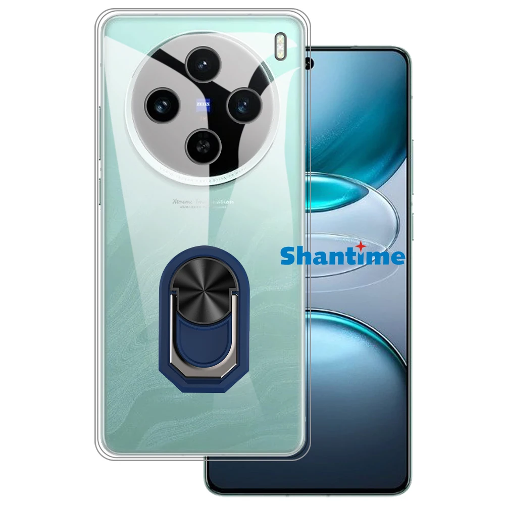 Luxury Shockproof Ring Holder For Vivo X100S 5G V2359A Case Soft Silicone TPU Protective Holder Cover For Vivo X100S 5G V2359A