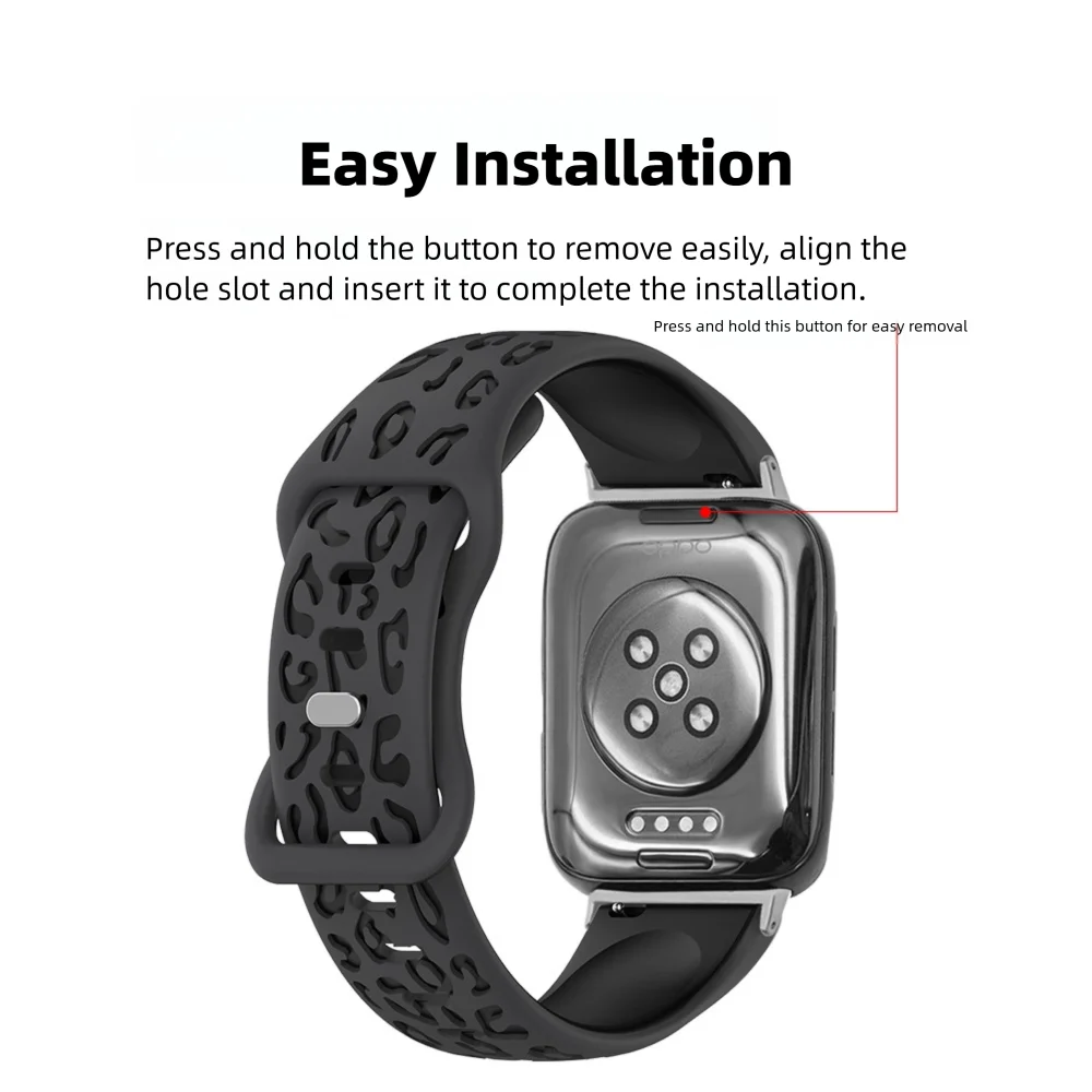 Ремешок для часов с леопардовым принтом для часов OPPO 3/3Pro, быстросъемный легкий силиконовый регулируемый спортивный умный ремешок для часов для мужчин и женщин