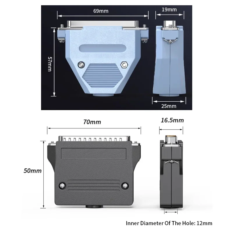 DB37 Solid Needle Connector Gold-plated 37 Pin Male Female Solder Wire Plug 2 Row DB37 core Soldering Temrinal with Shell
