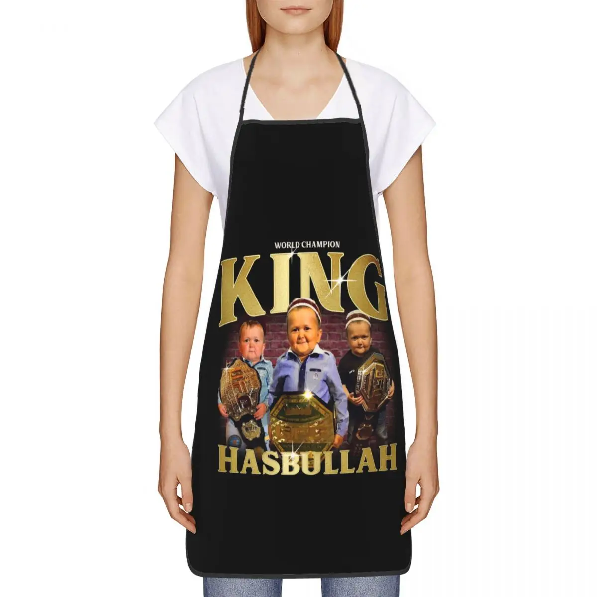 Unisex King Hasbulla Bib Apron Adult Women Men Chef Tablier Cuisine for Cooking Kitchen Funny Hasbullah Gardening