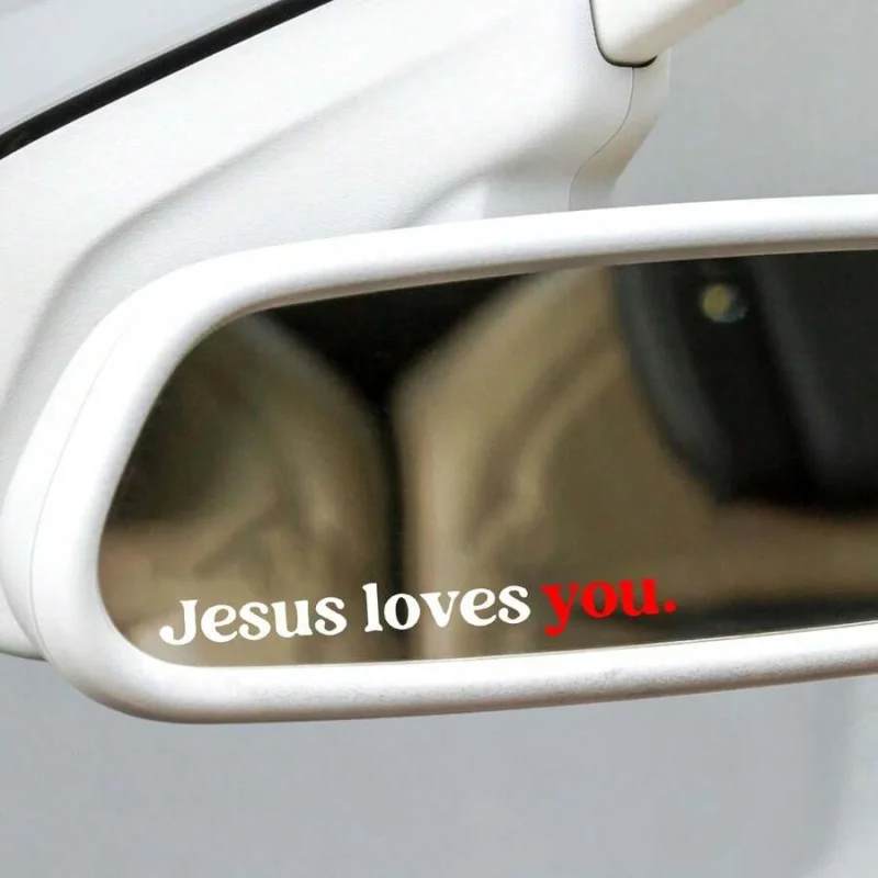 

Jesus Loves You' Decorative Sticker, Beautiful Car Interior Decor Sticker, Suitable For Car Rearview Mirror, Home Decor Sticker
