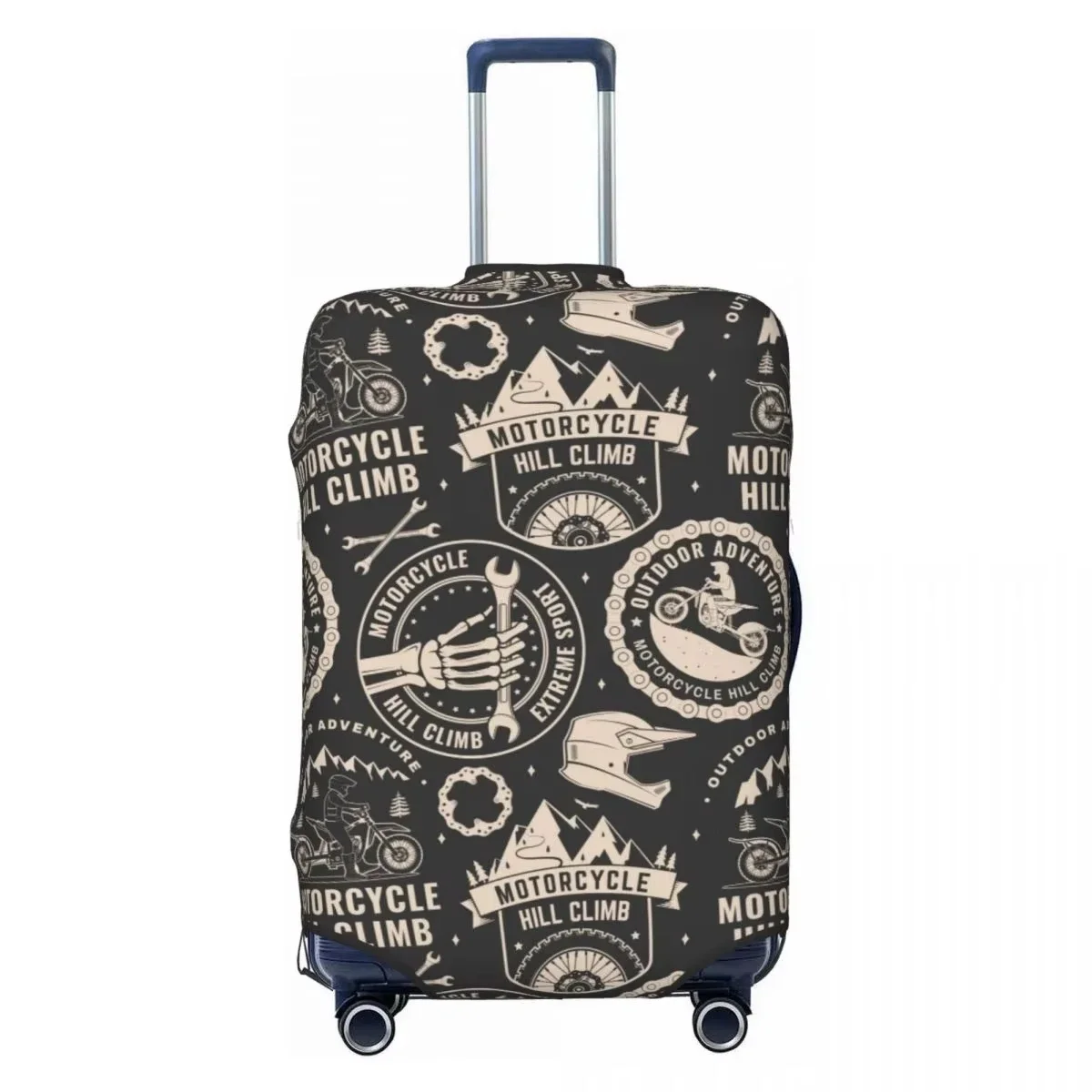 Vintage Motorcycle Hill Climb Print Luggage Cover Elastic Suitcase Protector Dustproof Anti Scratch Travel