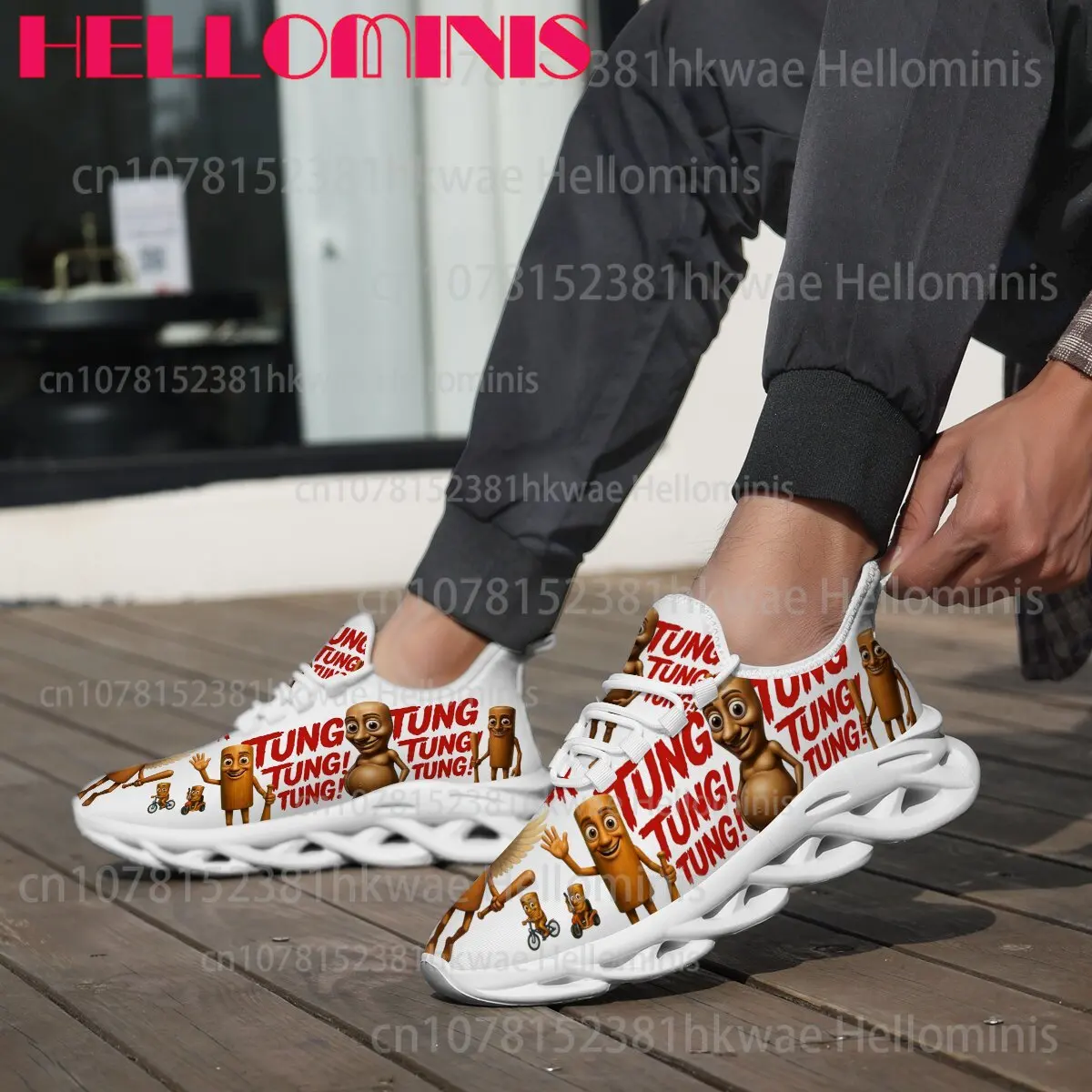 Picture 7: Tung Tung Tung Sahur Abstract Whimsical Print Casual Shoes Unisex Adult Soft Sole Lightweight Non-slip Trendy Casual Sneakers