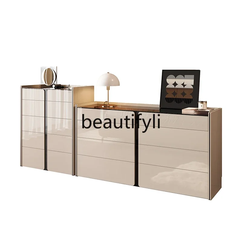 

Italian light luxury five or six chest cabinets, bedroom storage, modern wall entrance locker