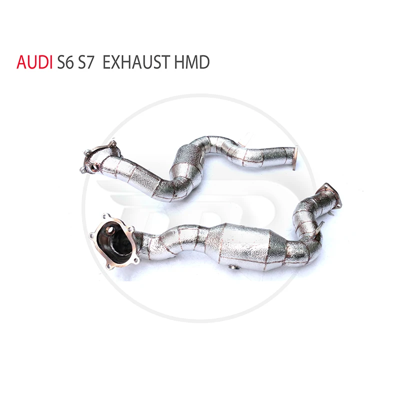 HMD Exhaust Manifold Downpipe for Audi S6 S7 Car Accessories With Catalytic Header Without Cat