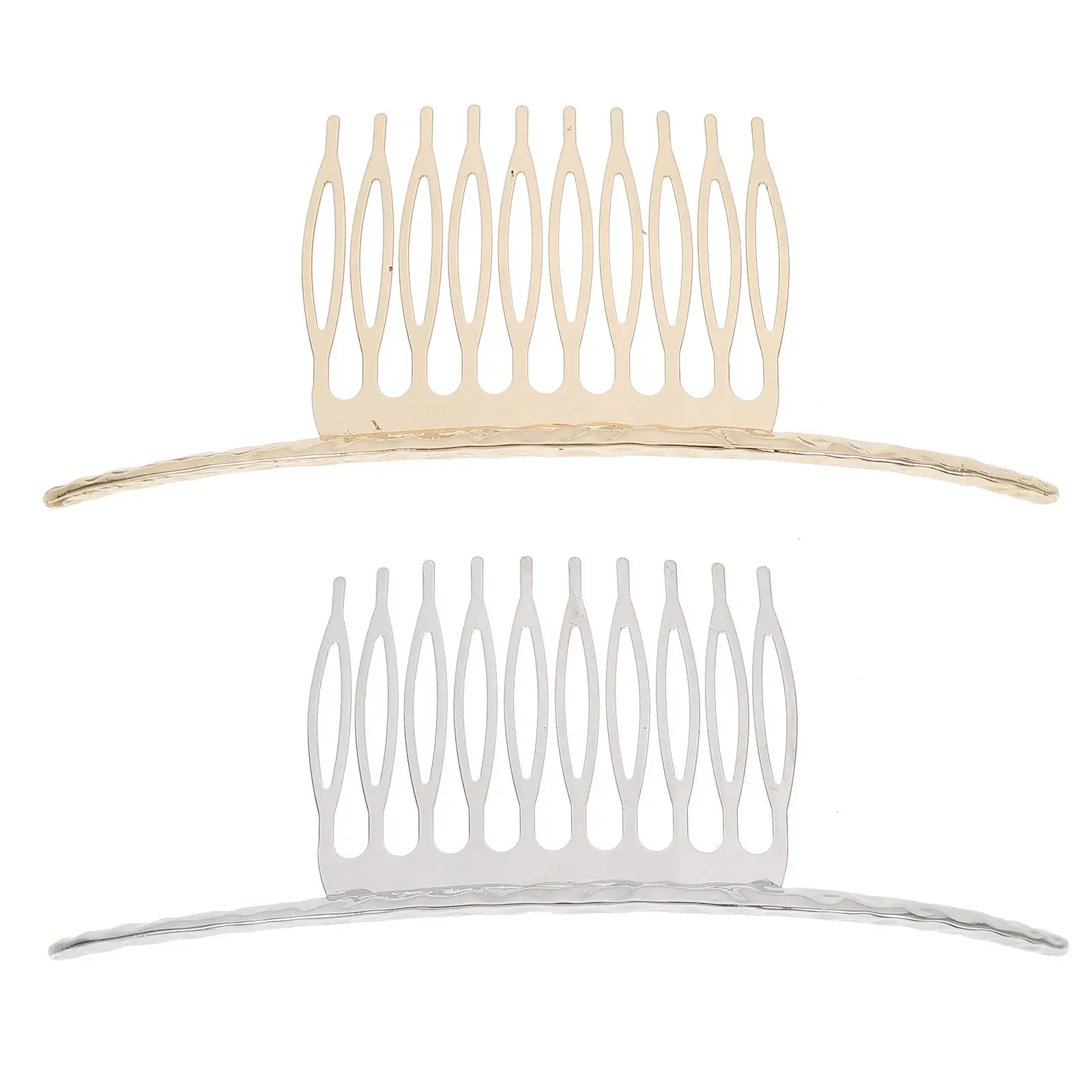 2Pcs Elegant Slide Hairclip Combs Golden Silver Hair Comb Pin for Women Daily Use Classic Design Firm Alloy Teeth for Bridal