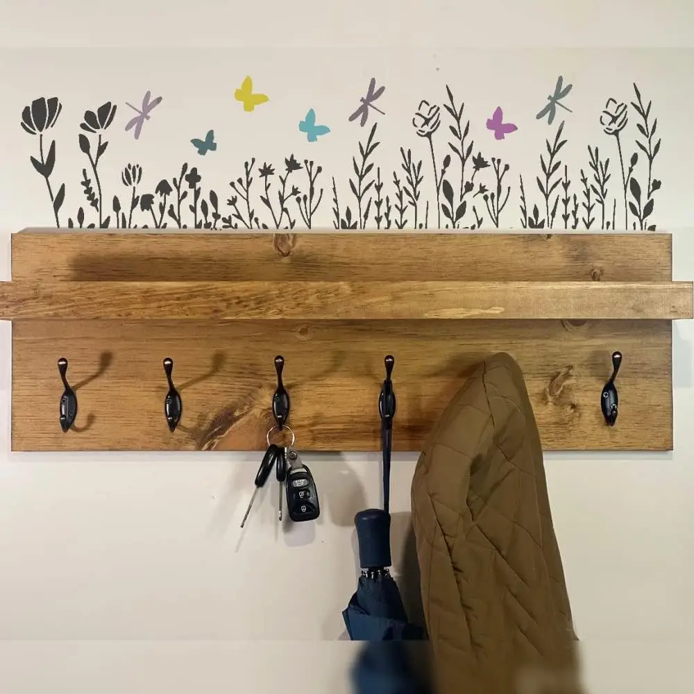 12Pcs Wildflower Border Meadow Floral Plant Pattern Painting Stencil Set Reusable Mold Template DIY Craft Wall Wood Fabric Decor