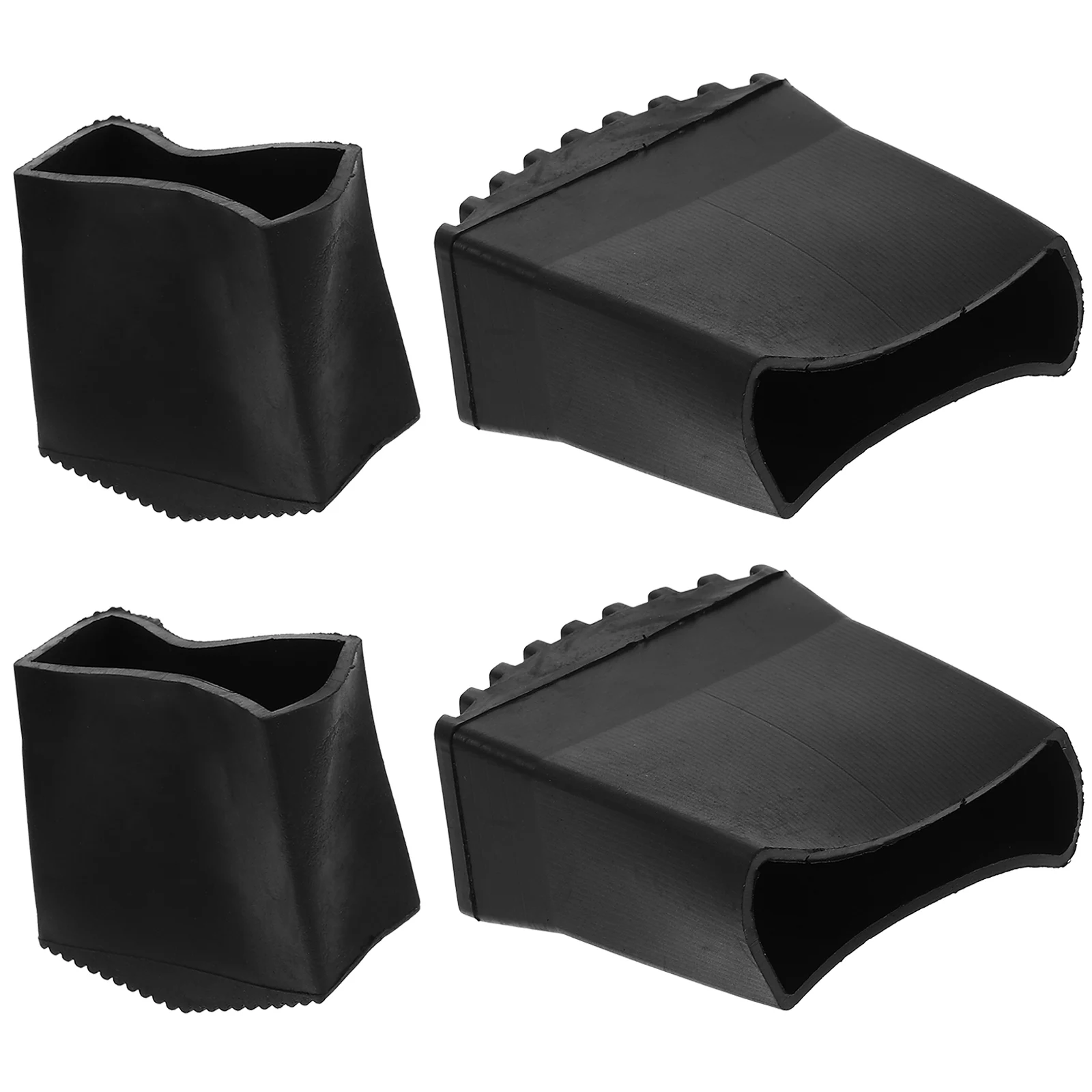

4pcs Non-slip Ladder Foot Pads Rubber Heat Resistant Floor Protector for Tile Carpet 2.5x6.3cm+2.5x5cm Black