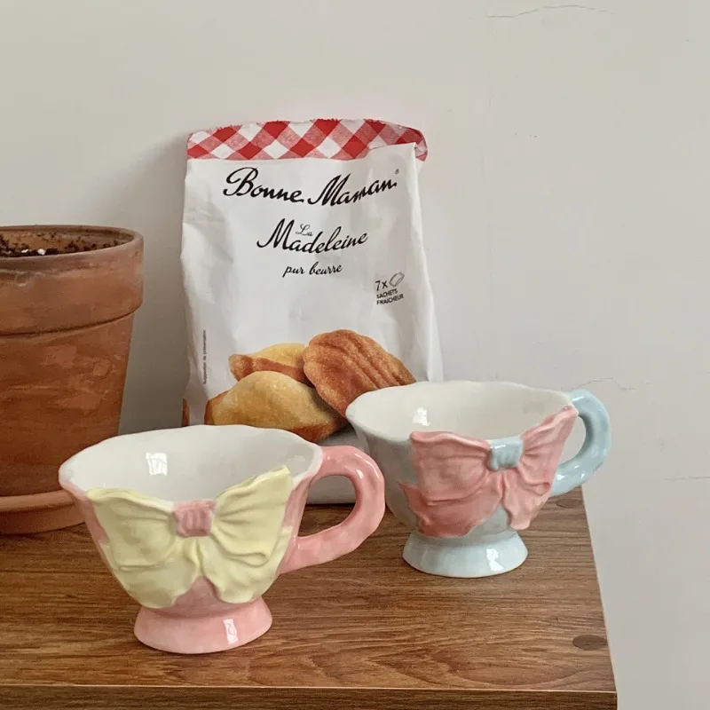 Hand-Colored Mug Cute Cream-Style Girl'S Tea Cups Internet High-Aesthetic Home Water Cup Caneca Automatica Tazas Plegables