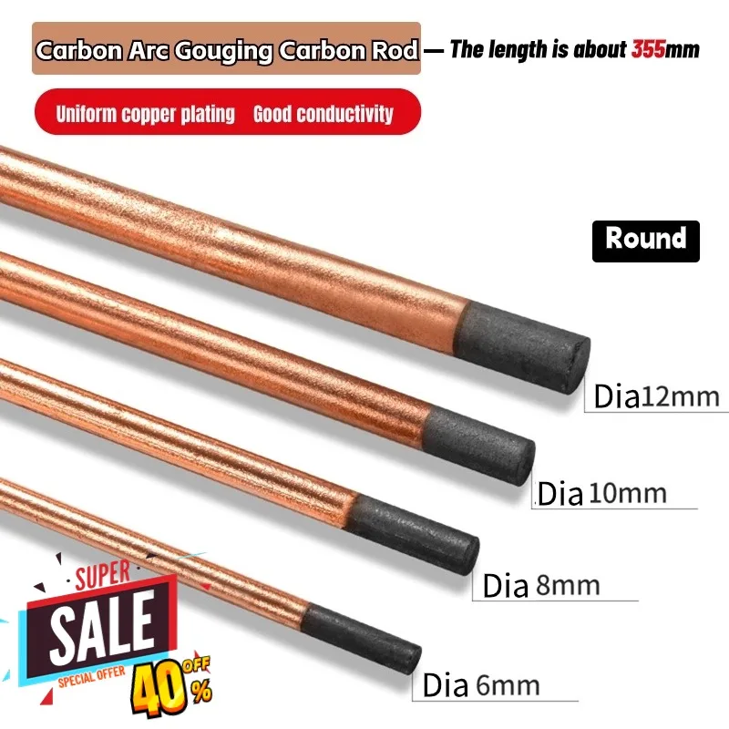 

Arc Gouging Stick Copper Plated Rod Electrode Bar Direct Gouging Gun 4-10mm Welding Graphite Electrode Rods Soldering Supplies