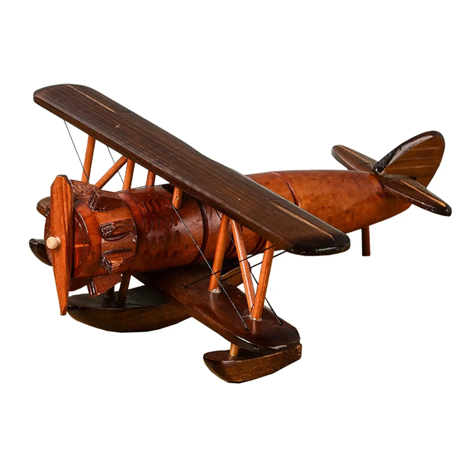 Collectible Plane Small Wooden Biplane Ornament for Study Livingroom Parties