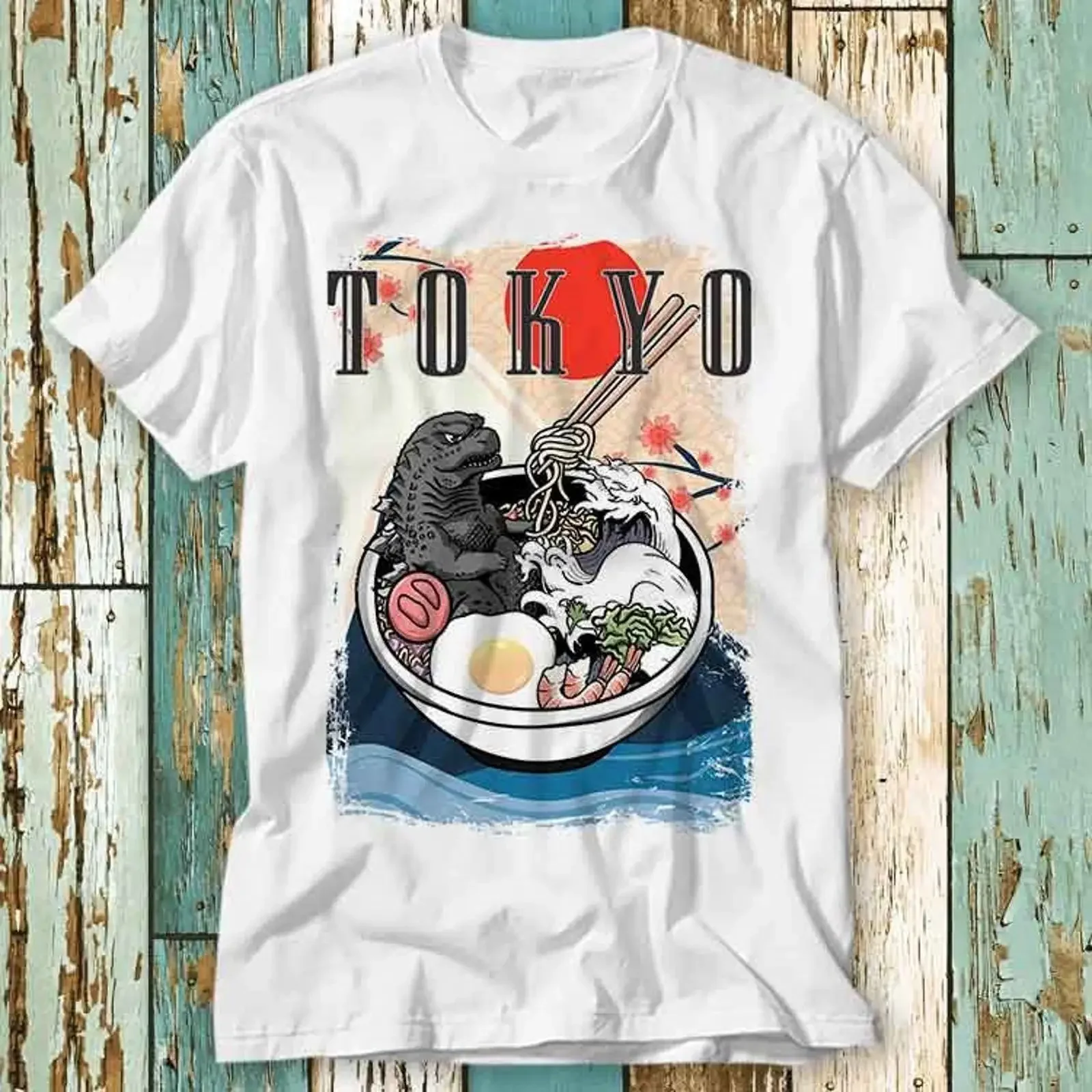 Tokyo Ramen Noddle Food Japan Japanese Poster 80s T Shirt Top Design Ladies Mens Retro Fashion Vintage S788 vintage Washed