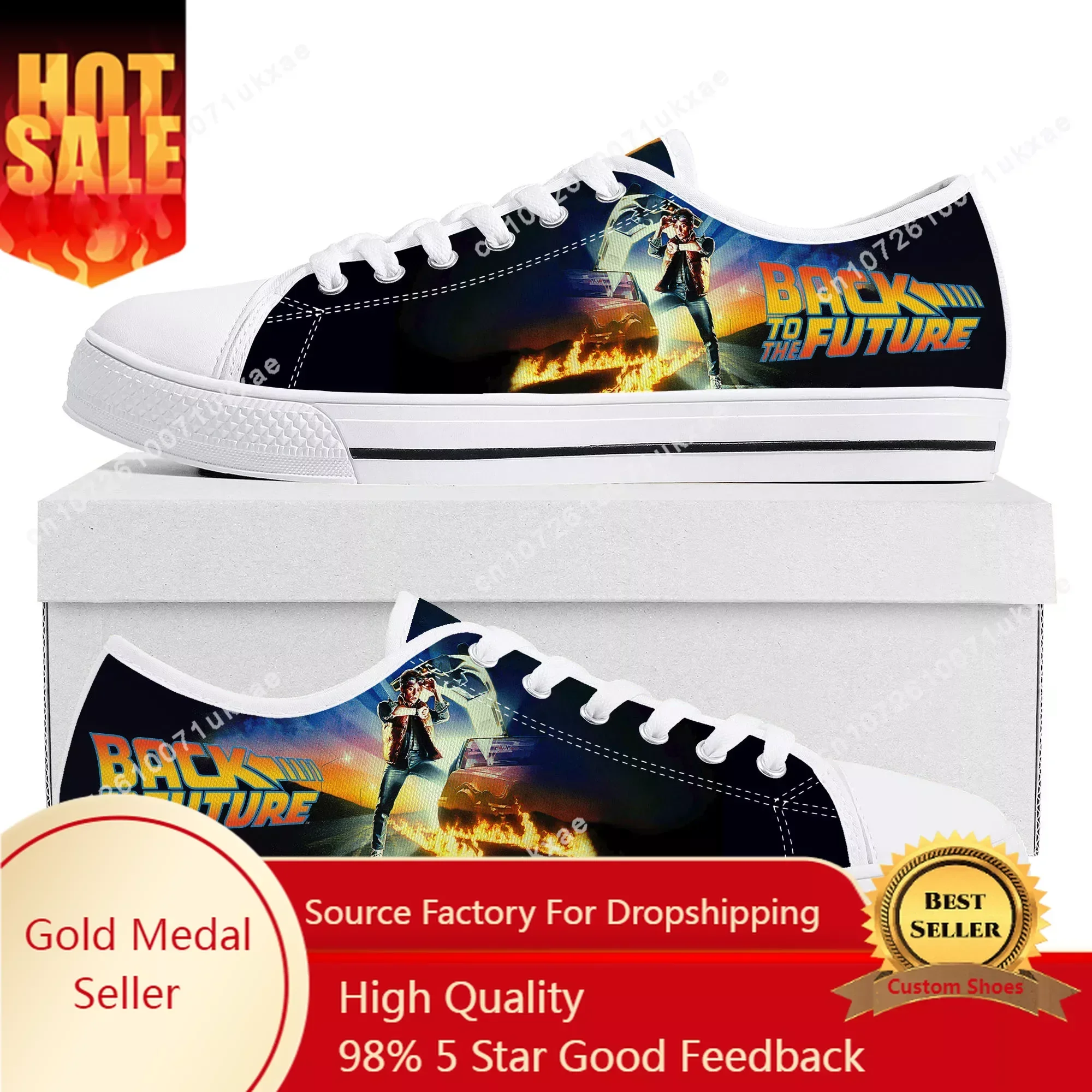 

Back To The Future Delorean Low Top Sneakers Mens Womens Teenager Canvas Sneaker Casual Custom Made Shoes Customize Shoe