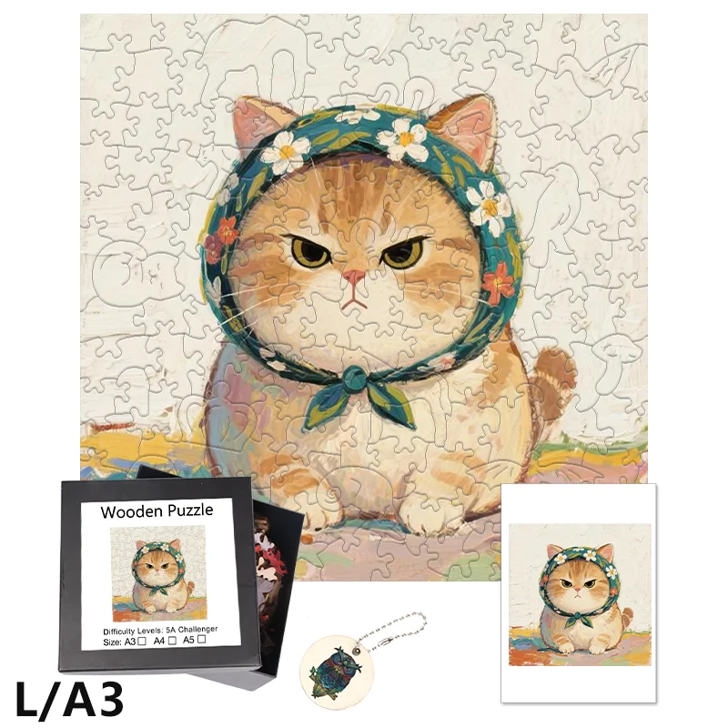 

Очаровательная деревянная головоломка с изображением кота, семейные развлечения, развивающая игра, подходящая для рождественских подарков на день Святого Валентина, день рождения