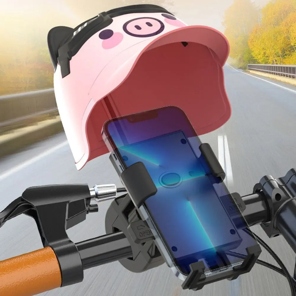 Waterproof Motorcycle Mobile Phone Holder Shockproof Cartoon Sunshade Phone Bracket Small Helmet Rider Phone Stand