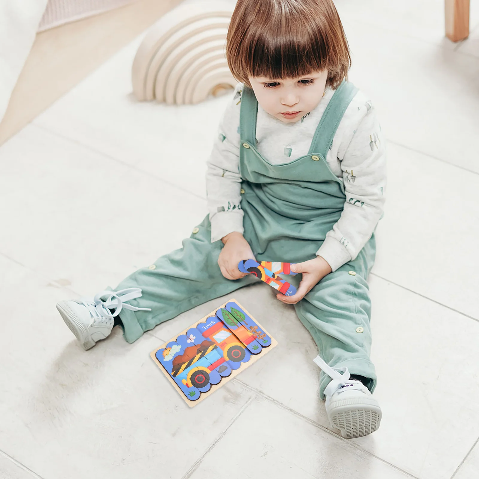 

1Set Kids Cartoon Puzzle Educational Puzzle Learning Matching Block Early Brain Development Cognitive Plaything