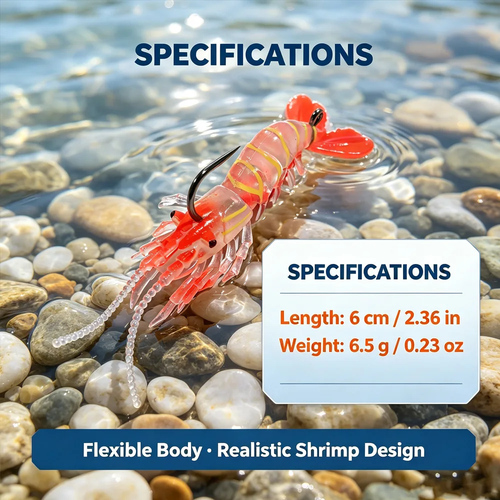 6cm/6.5g Seed Shrimp Spot Simulation Luya High Elastic Soft Bait Barb Hook September 2026 New Products