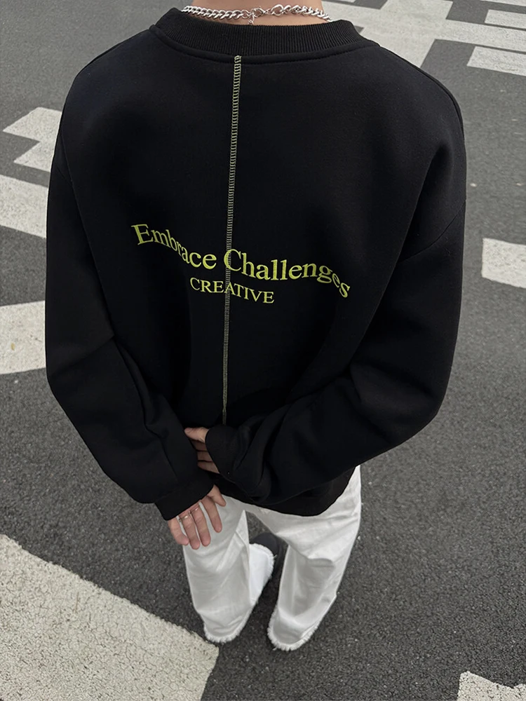 

Ретро-американский свитшот с круглым вырезом и длинным рукавом, мужская футболка из плотного материала, модный брендовый базовый свитшот для подростков, весна...