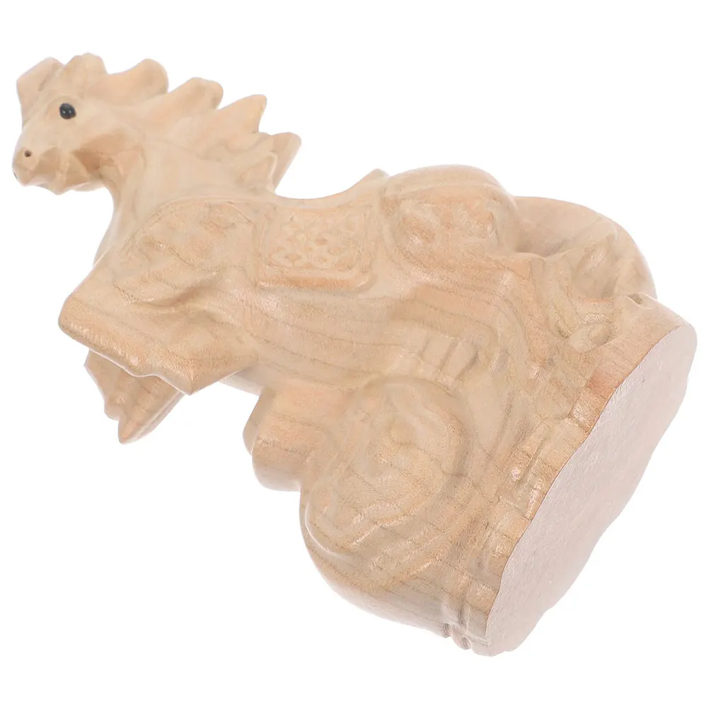 Wooden Horse Statue Decorative Carving Desk Home Office Animal Figurine Feng Shui Zodiac 2026 Year Ornament Handmade Placement