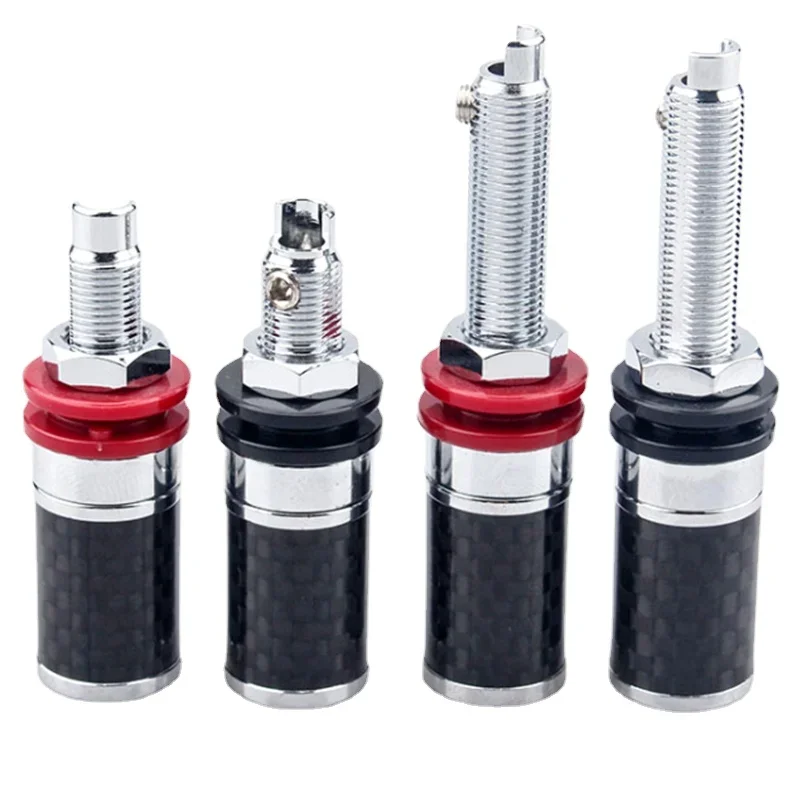 

4pcs Carbon Fiber Rhodium-plated Audio Terminal Long / Short Column Audio Free Soldering Speaker Banana Plug Socket