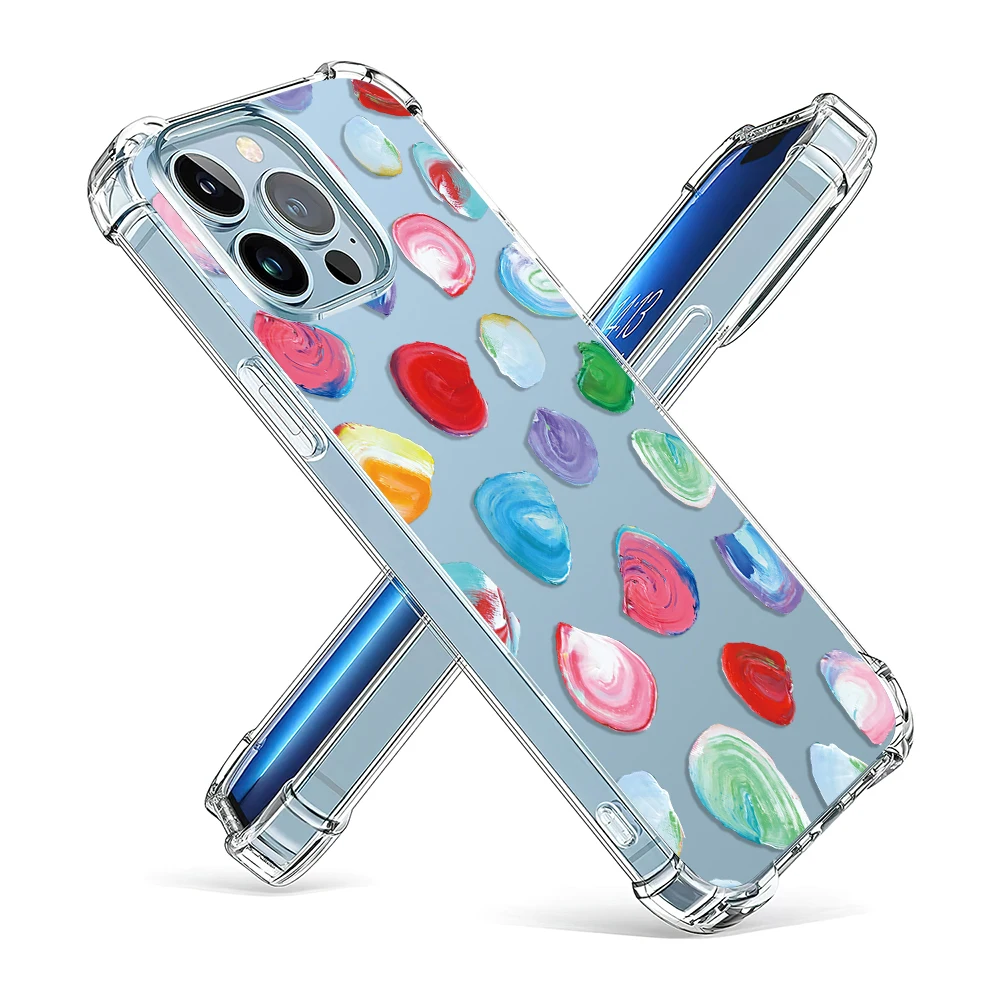 Colourful Shells Conch Phone Case For iPhone 15 14 13 12 11 Pro X XS XR Max 7 8 Plus Mini Shockproof Soft Clear TPU Back Cover image 4