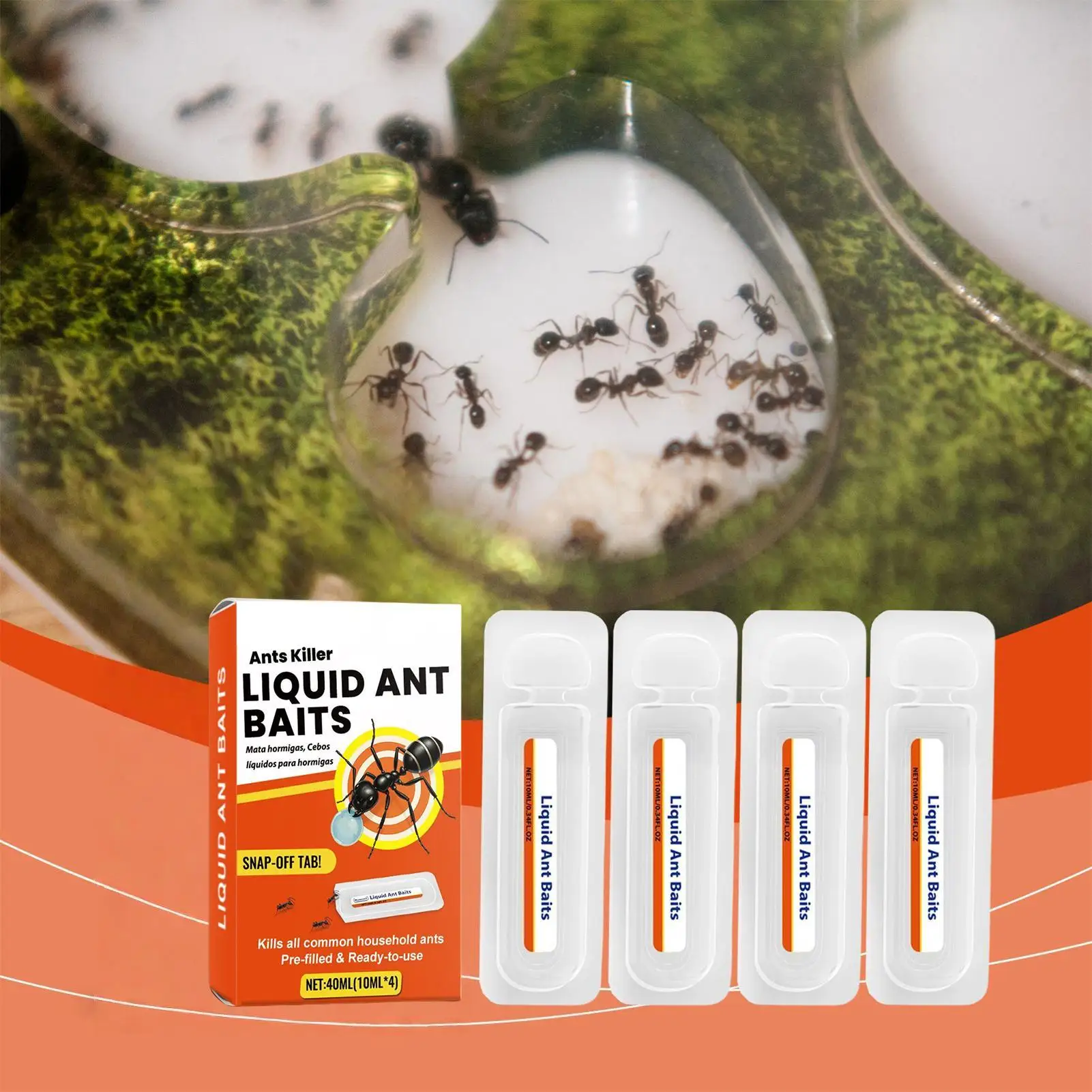 Liquid Ant Baits 4 x 10ml Ant Control Traps Pet Safe Liquid Bait Stations to Reduce and Remove Colonies for Garden Kitchen