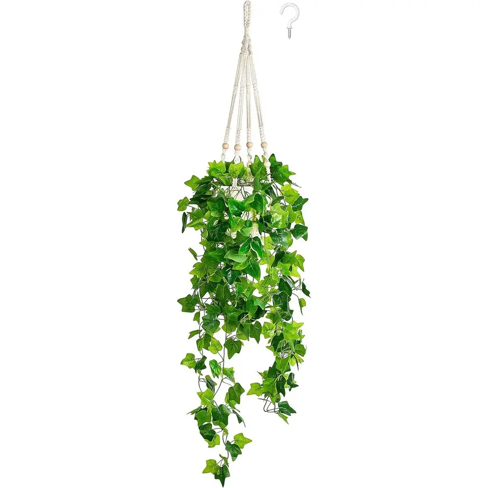 Hanging Plant Hanger Potted Vines Indoor Decor, 1 Pack | No Watering or Pruning, No Wilting or Dying, Lifelike Artificial Leaves