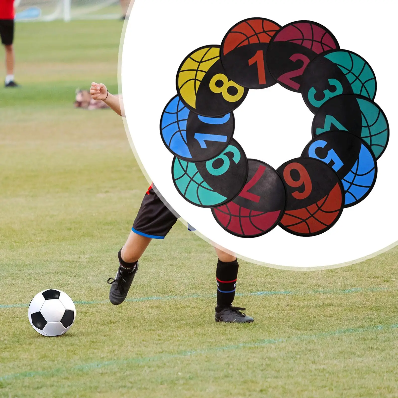 10Pcs Basketball Markers Soccer Training Mat for Sports Drills Football