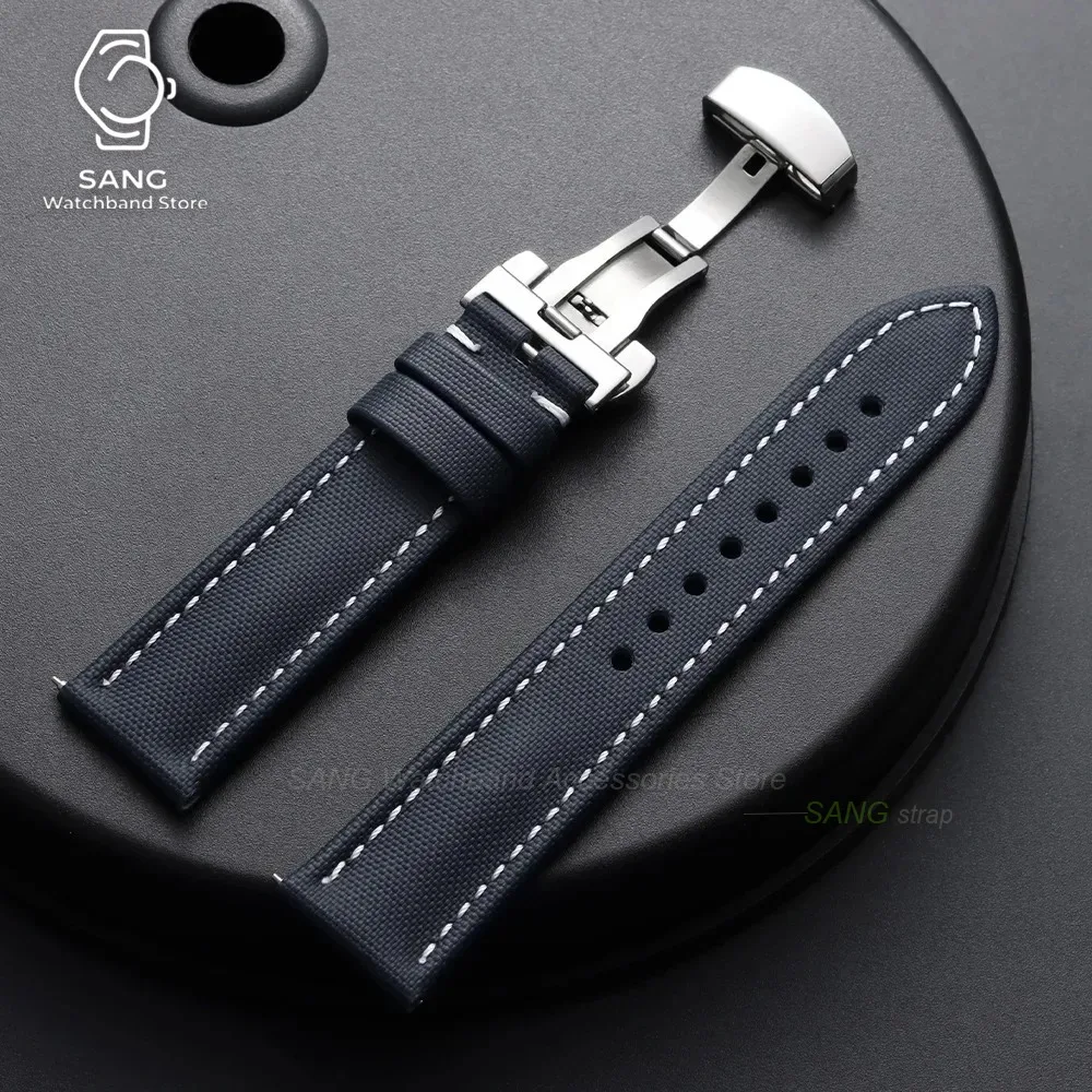 18mm 19mm 21mm 20mm 22mm Schnellverschluss-Segeltucharmband mit Butterfly-Schnalle für Herren und Damen, Wasserdichtes Canvas-Nylon-Uhrenarmband – Detail 10