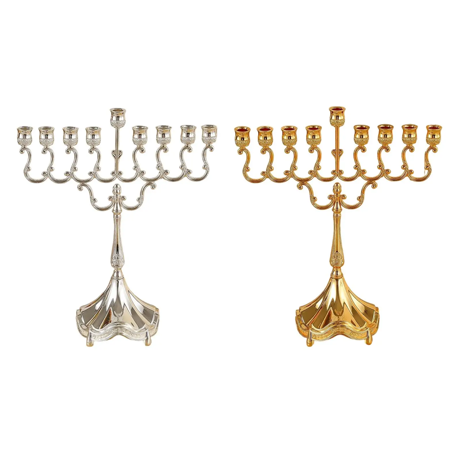 חנוכיית 9 קנים קישוט פמוט סגסוגת אבץ שולחני קנדלברה מחזיק נרות קנדלבריום לחתונה אירועים