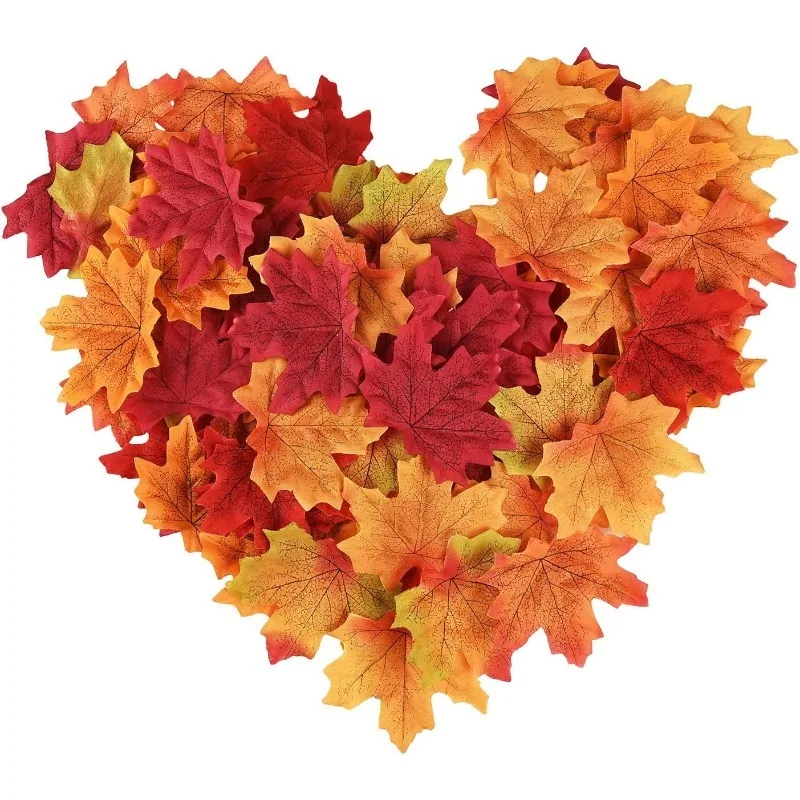 50/100Pcs Artificial Silk Maple Leaf Autumn Fake Leaves Garland Maple Leaves Vine Thanksgiving Halloween Wedding Party Decor