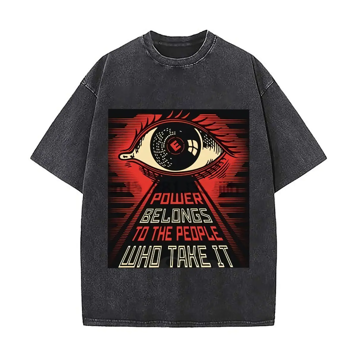 Power to People Protest Art Sports Casual Distressed Washed Short Sleeve Breathable Cotton Top
