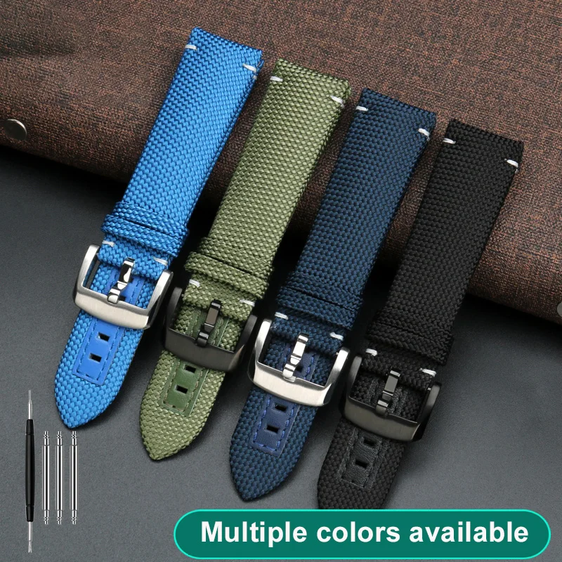 Nylon leather watch strap For Mido Navigator M026.629/430 Ocean Star M042.430 Tissot Citizen diving canvas strap 22mm black blue