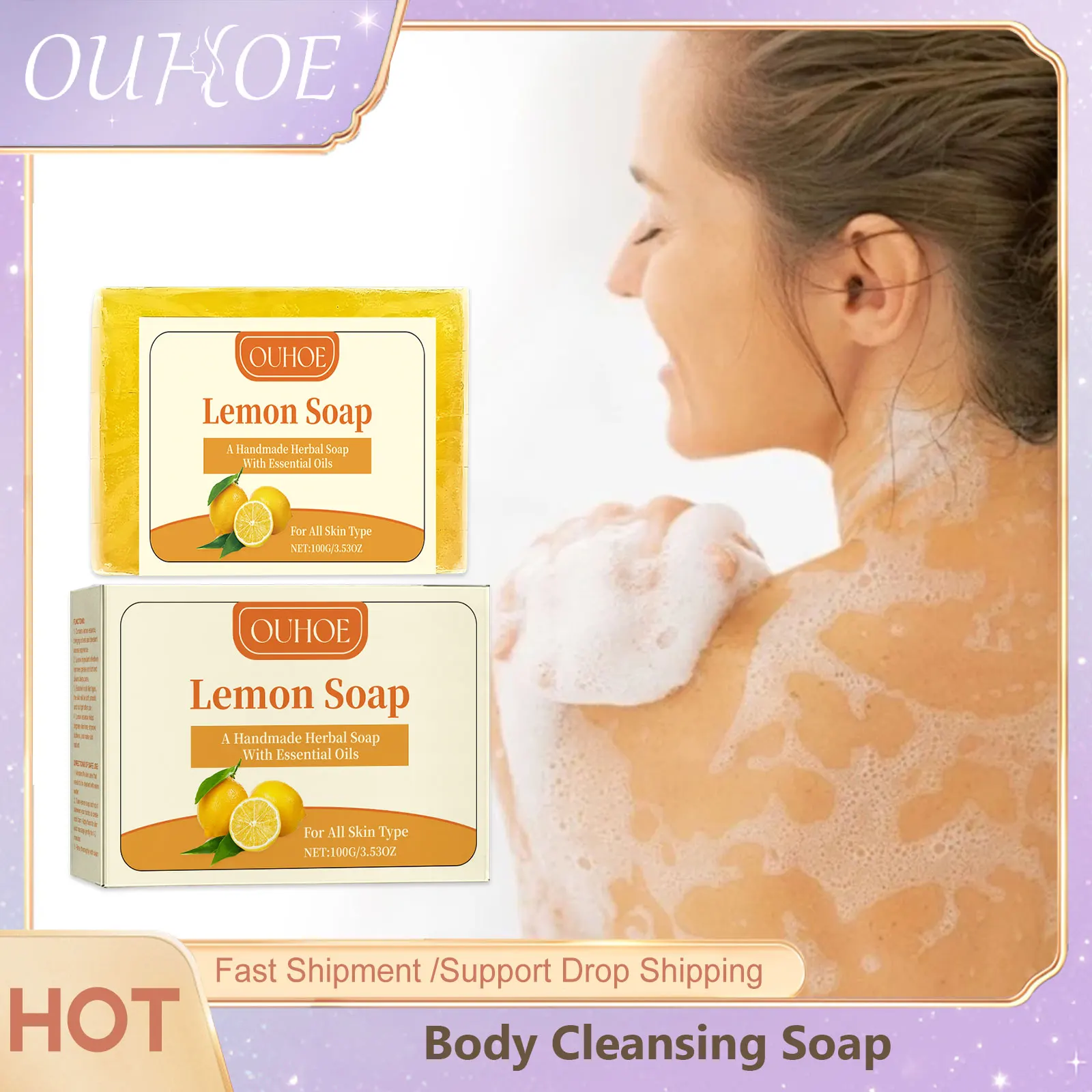 Exfoliating Body Soap Lemon Skin Scent Deep Cleansing Nourish Refreshing Oil Control Remove Dirt Chicken Skin Glowing Bath Soap