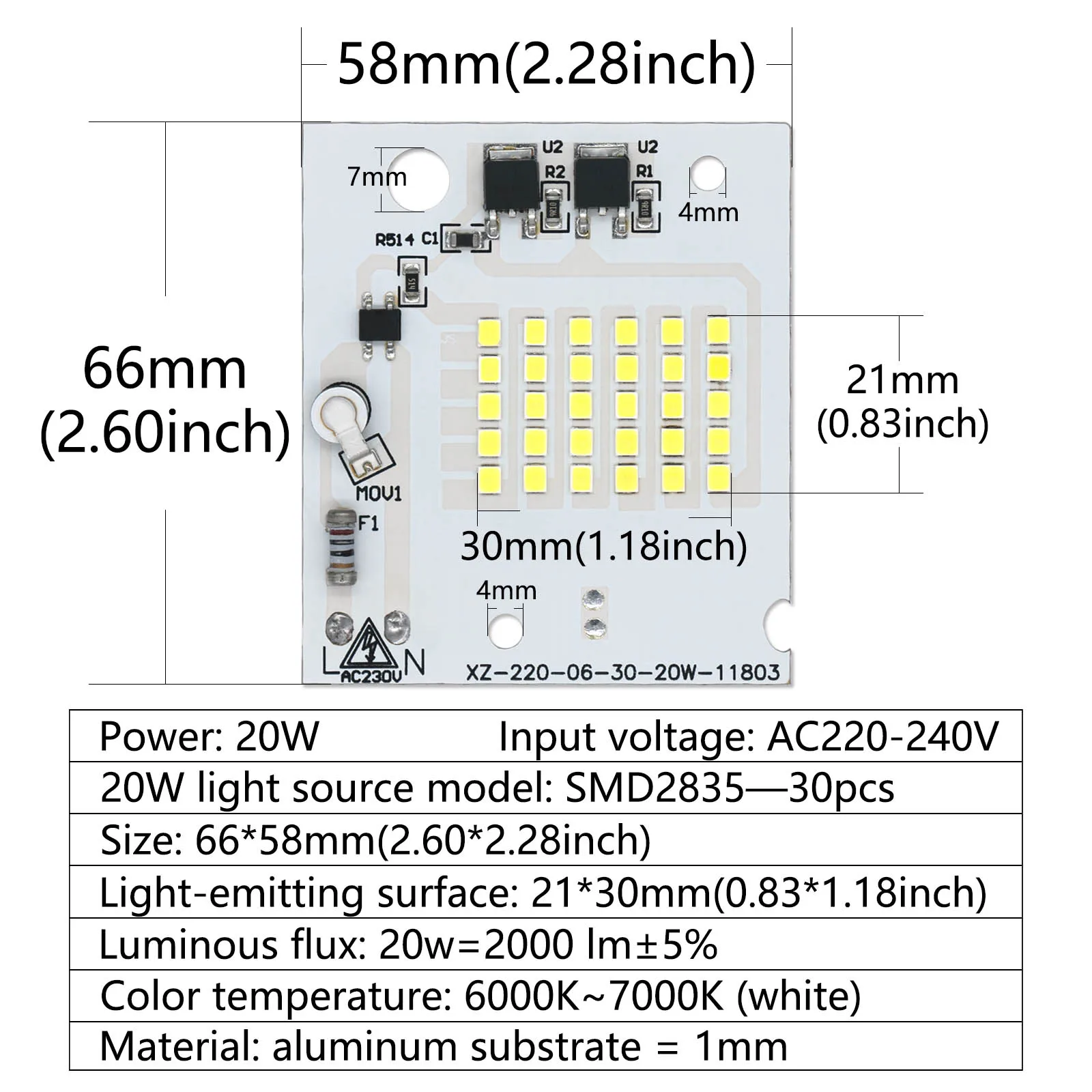 20W 30W 50W 100W LED Chip AC 220-240V Diode LED Floodlight SMD 2835 LED Lamp Board Light Source Retrofit Lamp Board Accessorie