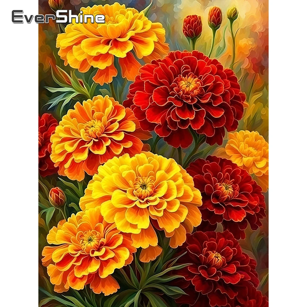 Evershine Diamant-Mosaik Blumen-Set mit Vollquadrat-Drillsteinen, Bastelset, Chrysanthemen-Motiv, Strass-Bild, Stickerei, Heimdekoration