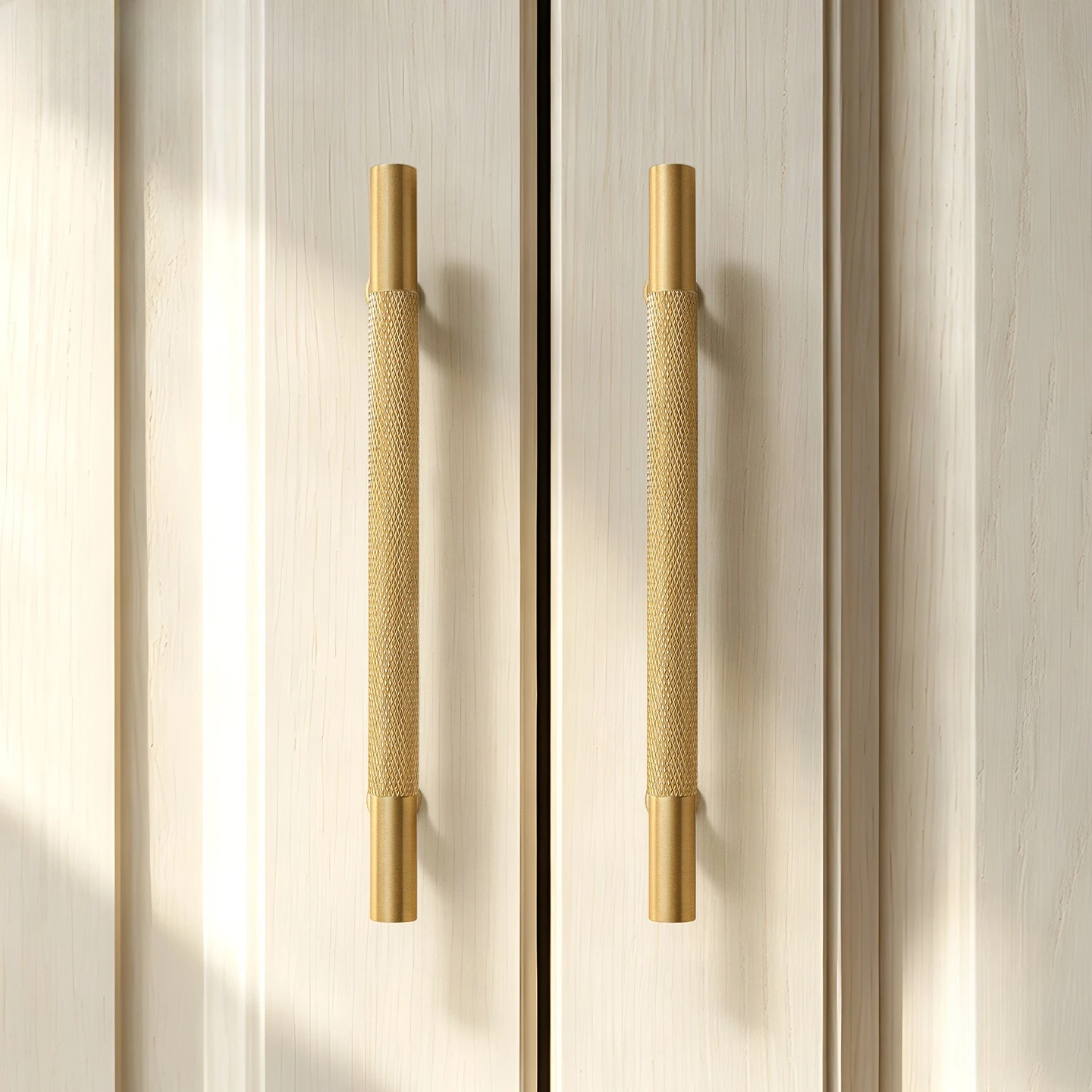 American style Solid Brushed Brass Handle Cross Knurled Kitchen Cabinet Pulls Wardrobe Drawer Knob