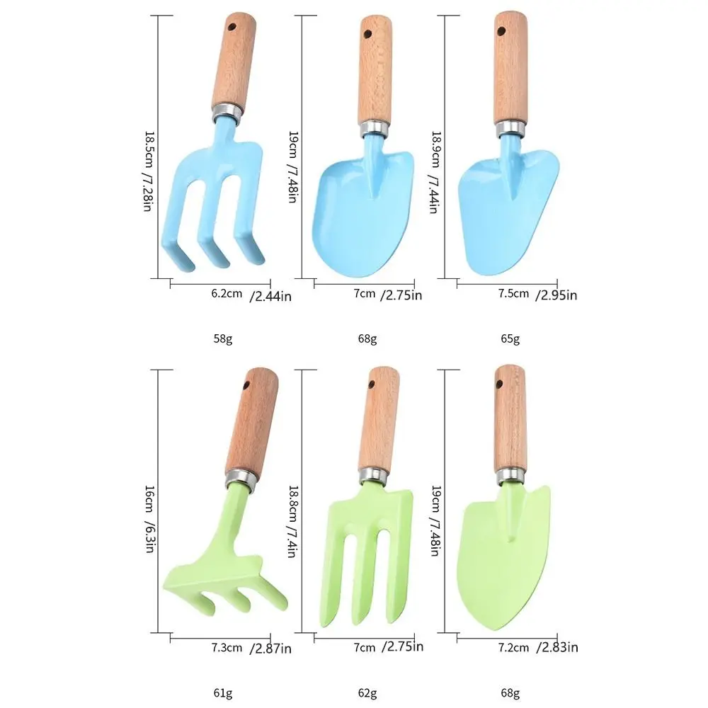 1/ 3 pz Little Gardener Kids attrezzi da giardinaggio Set robusto manico in legno sicuro strumento da giardino per bambini allentare la pala del terreno rastrello forchetta