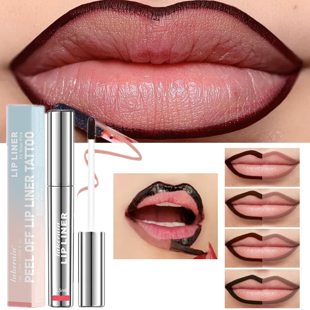 4 สี Peel Off Lip Liner Tattoo กันน้ํา Long Lasting Matte Non-Stick ซีดจาง Lip Tint เซ็กซี่สีแดง Contour Lips Make Up เครื่องสําอาง