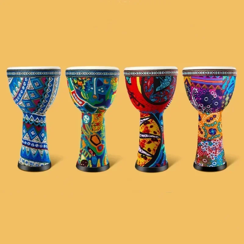 8 Inch Portable African Drum Djembe Hand Drum with Colorful Art Patterns Percussion Musical Instrument