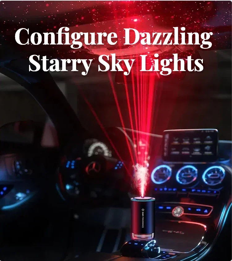 Multifunctional Car Air Freshener with Ambient Lighting and Starry Sky Design Perfect for Elegant and Trendy Vehicle Interiors