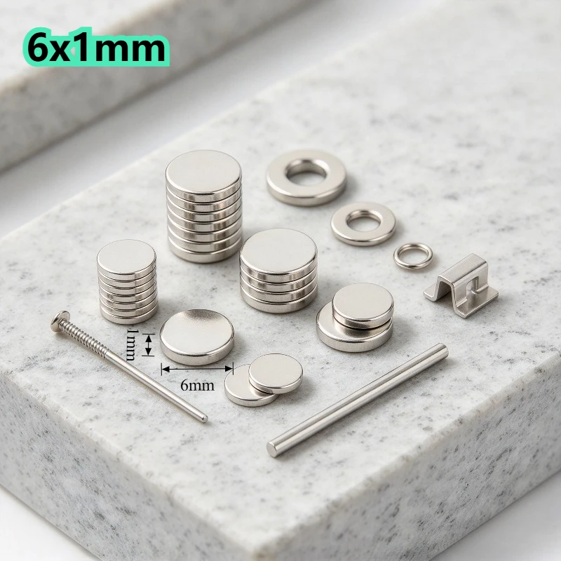 6x1mm N35 Round Disc Neodymium Rare Earth NdFeB Permanent Magnets Bulk for Refrigerator Office Handmade DIY Crafts