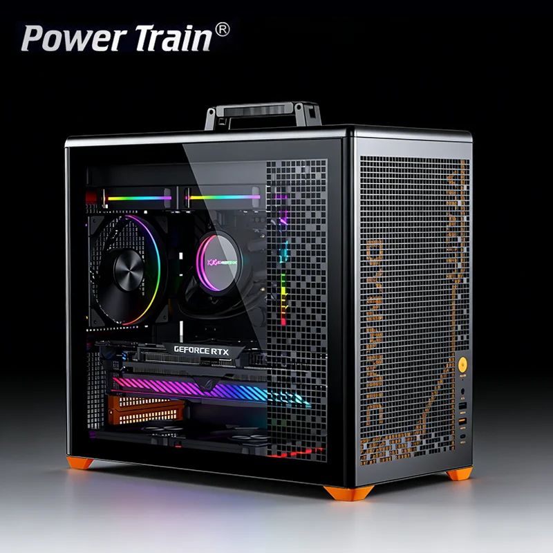 

Корпус для ПК Power Train P80, форм-фактор MATX/ITX, для настольных и портативных компьютеров, с поддержкой водяного охлаждения 240 мм, белый, открытая рама
