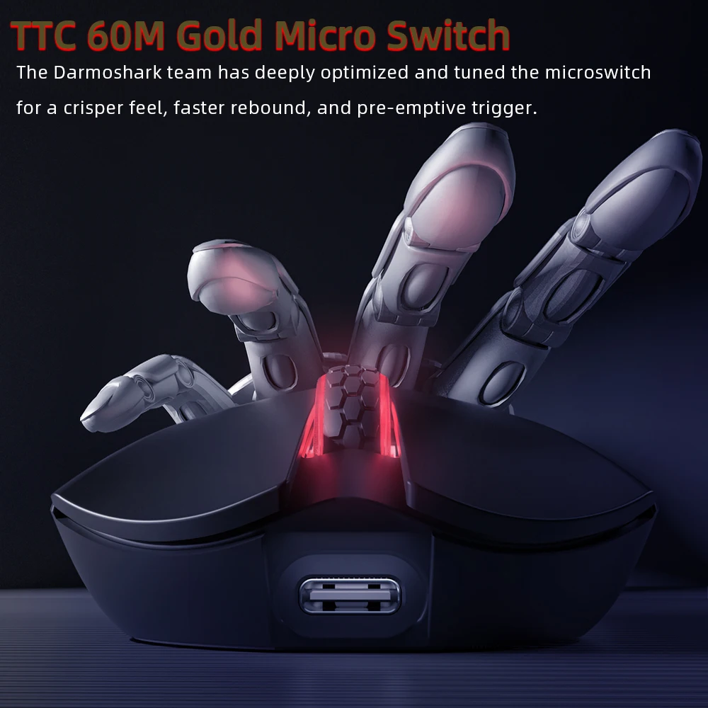 Darmoshark M3s 2KHz E-sports Wireless Bluetooth Gaming Mouse 26KDPI PAW3395 Customized Macro Drivers Mice For Computer Laptop PC