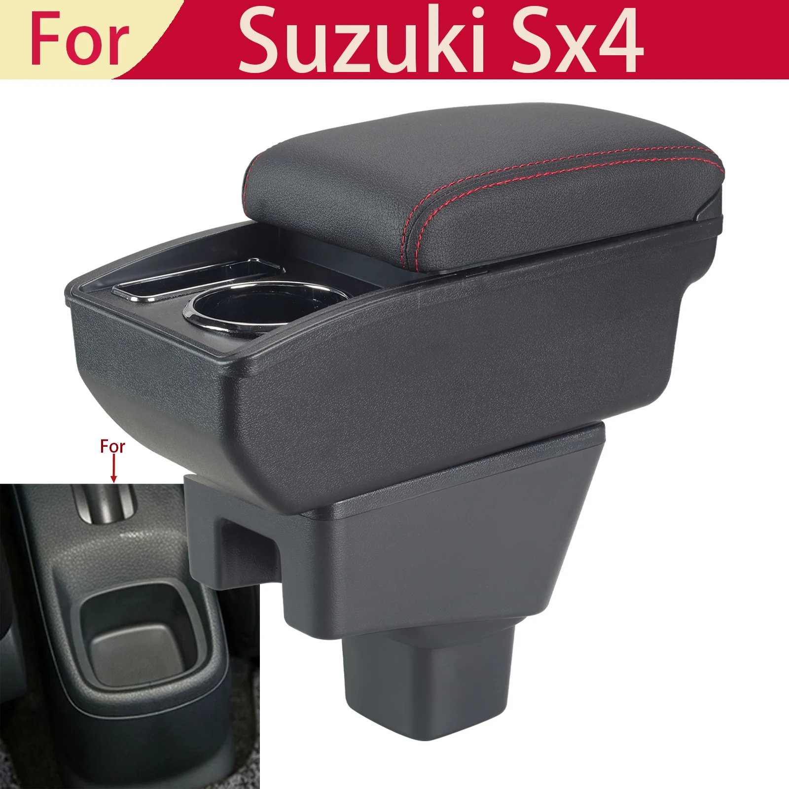 For Suzuki SX4 Car Armrest Interior Modification Car Armrest Box Storage Box Car Accessories Interior Details USB