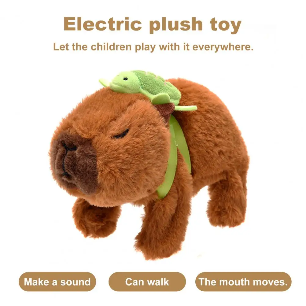 Capybara eléctrico de felpa para niños y niñas, juguete de tortuga con sonido, boca móvil