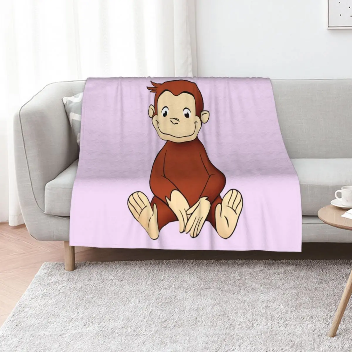 monkey curious george Throw Blanket Color Fast Cozy Throw Blanket