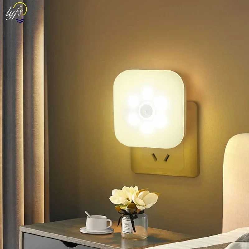 LED Wireless Night Lights Plug-In Lighting Fixtures With Motion Sensor Small Night Light Eye Protection Living Room Night Lamp